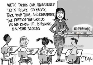 "We're taking our standardized tests today. So relax, take your time, and remember, the fate of the world as we know it...is riding on your scores."